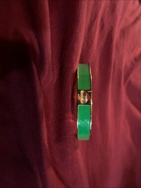 kate spade Gold-Tone Bangle Bracelet with Green Enamel Panels